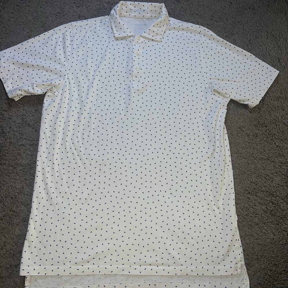 B. Draddy Golf Polo Shirt Mens White Small AOP Dots